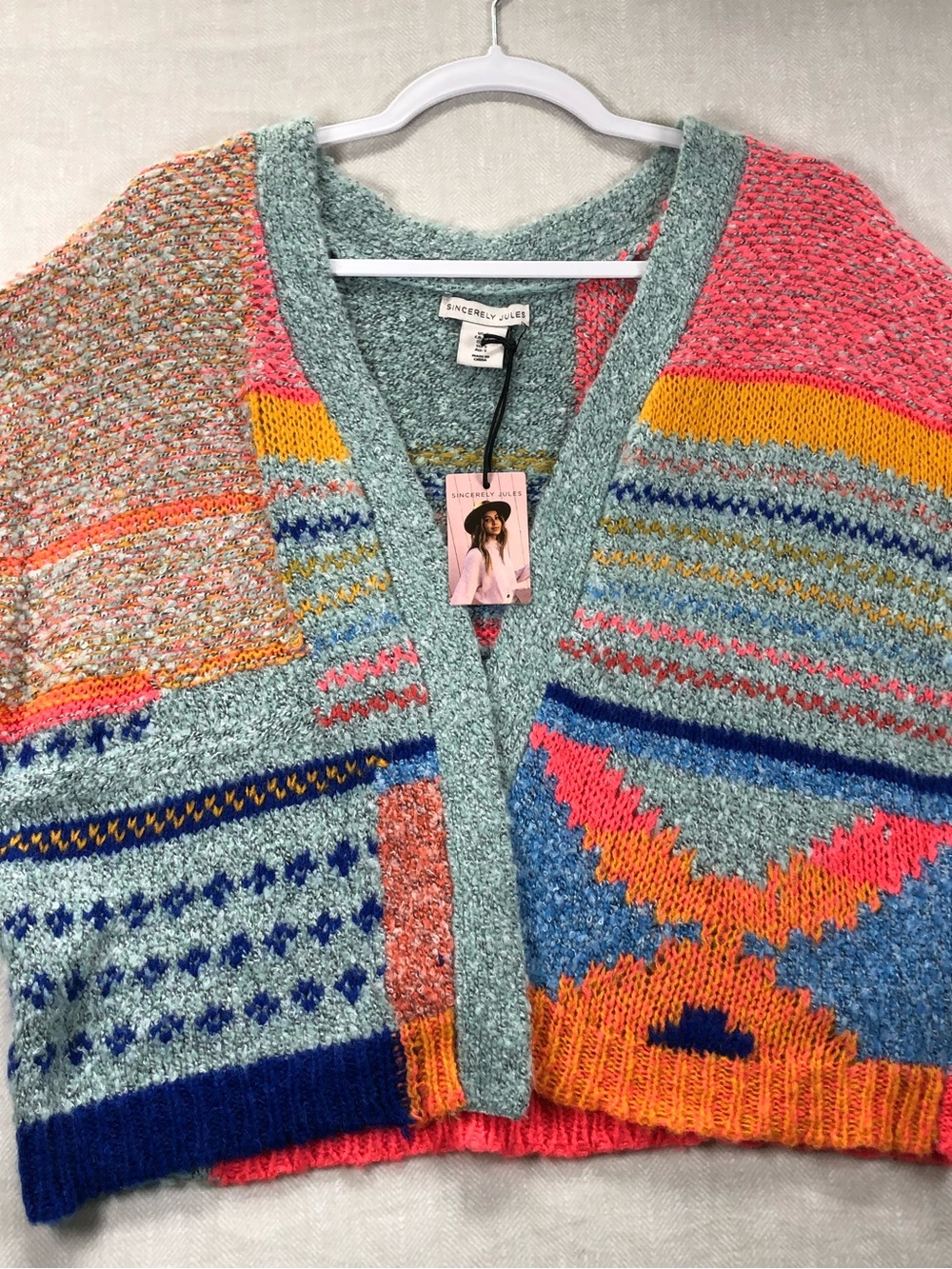 Sincerely Jules Women's Multicolor Striped Knit V-Neck Cardigan Sweater Size S
